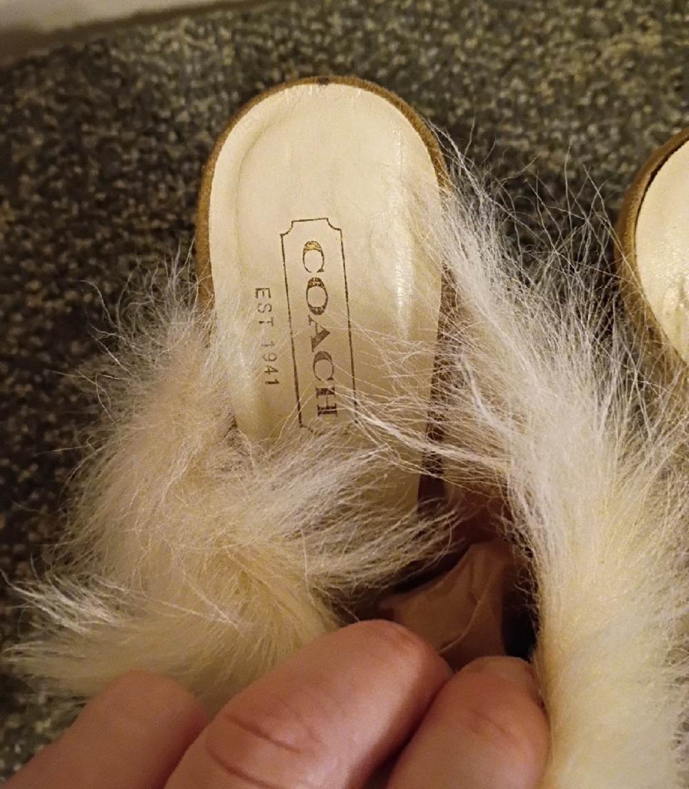 Coach  Kristy Women’s Tan Faux-Fur Slip-On Mules Size 8 - Picture 6 of 11